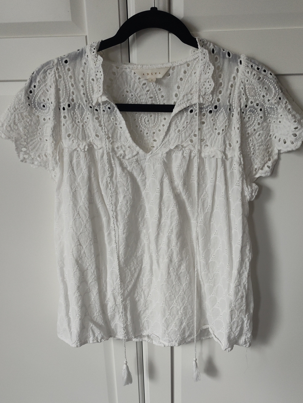 White Cotton Eyelet Blouse